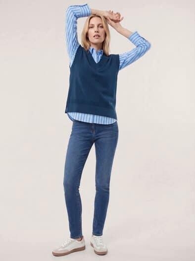 Merino Pullunder mit V-Ausschnitt Marine