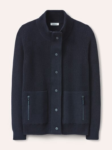 Baumwoll Patentstrickjacke Nachtblau