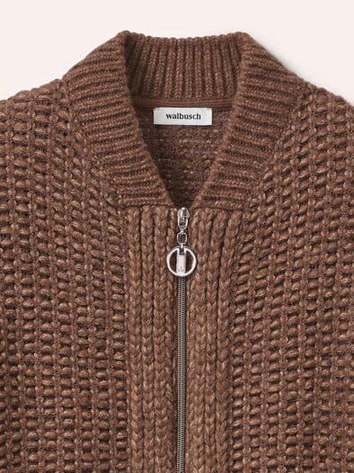 Blouson Strickjacke mit Reißverschluss Kastanie