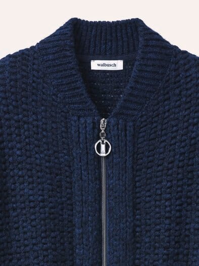 Blouson Strickjacke mit Reißverschluss Nachtblau