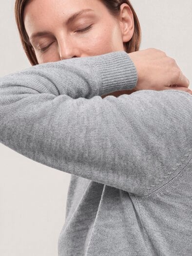 Pullover mit Bündchen im Patentmuster Silber Melange