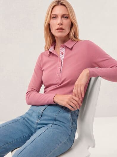 Poloshirt aus Baumwolle Rosenholz