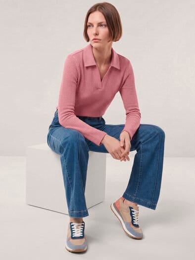 Poloshirt in Strickoptik Rosenholz