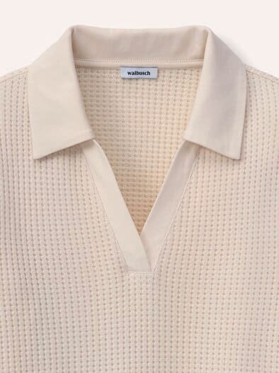 Poloshirt in Strickoptik Creme