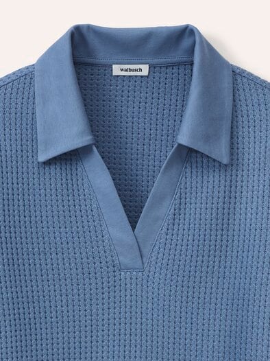 Poloshirt in Strickoptik Smokey Blue