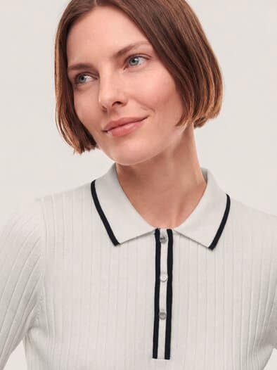 Poloshirt mit Rippenstruktur Offwhite