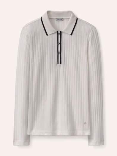 Poloshirt mit Rippenstruktur Offwhite