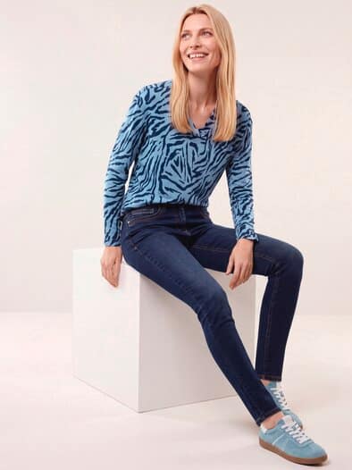 Shirt aus Viskose mit Animalprint Smokey Blue