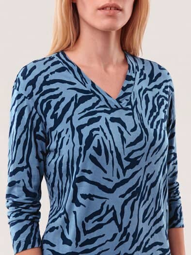 Shirt aus Viskose mit Animalprint Smokey Blue