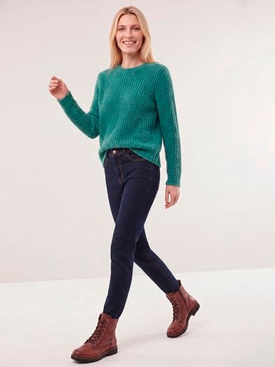 Baumwollmix Pullover in Plüschgarn Esmerald