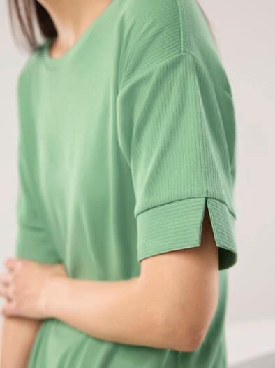 Blousonshirt in Rippenstruktur Basilikum