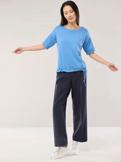 Blousonshirt in Rippenstruktur Jeansblau