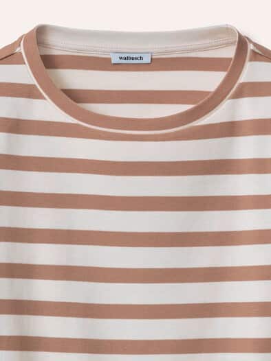Baumwollshirt mit Ringel Creme/Praline
