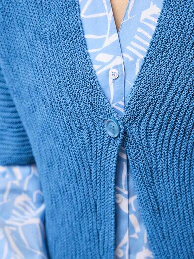 Bändchengarn Strickweste Jeansblau