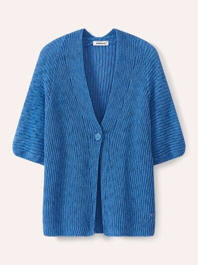 Bändchengarn Strickweste Jeansblau