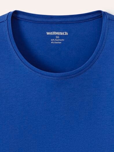 Baumwoll-Basic-Shirt Langarm Tintenblau