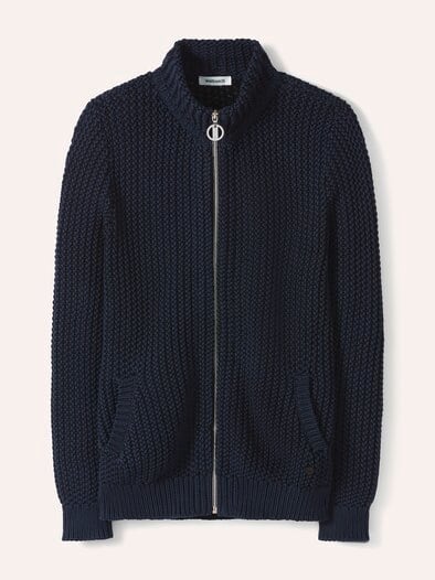 Reliefstruktur-Strickjacke Nachtblau