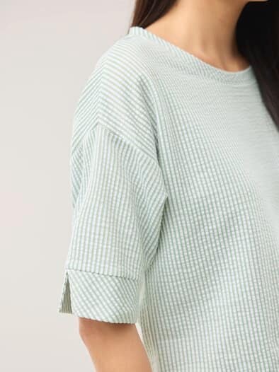 Streifenshirt Seersucker Salbei