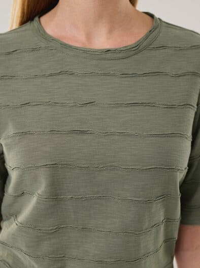 Baumwollshirt Streifenstruktur Khaki