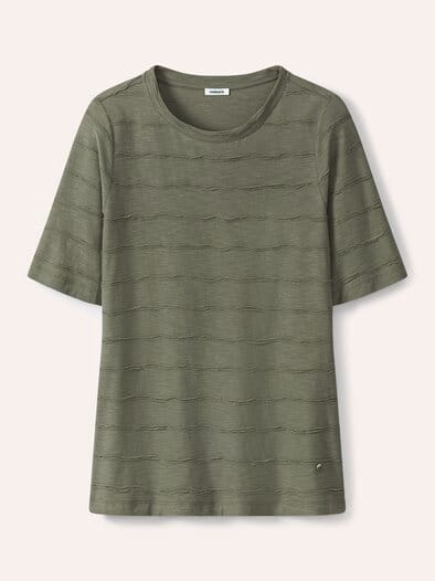 Baumwollshirt Streifenstruktur Khaki