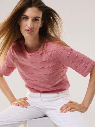 Baumwollshirt Streifenstruktur Rosenholz