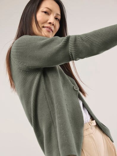 Strickjacke in Patentstrick Khaki