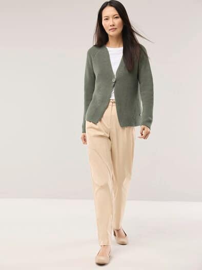 Strickjacke in Patentstrick Khaki