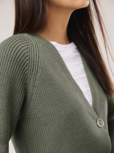 Strickjacke in Patentstrick Khaki