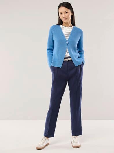 Strickjacke in Patentstrick Jeansblau