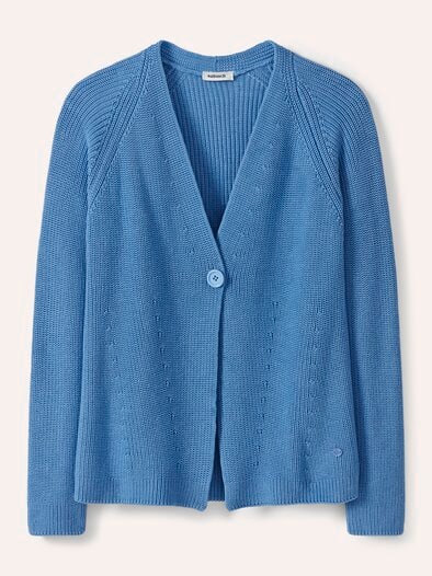 Strickjacke in Patentstrick Jeansblau