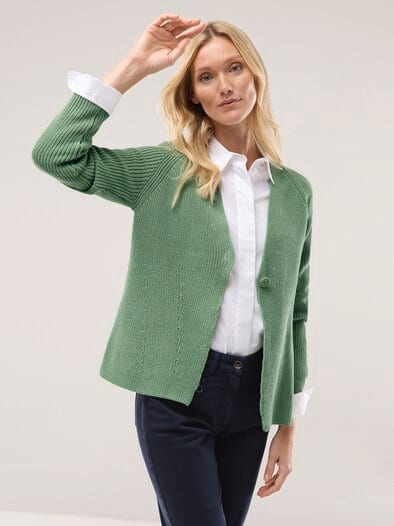 Strickjacke in Patentstrick Basilikum