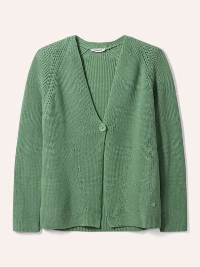 Strickjacke in Patentstrick Basilikum