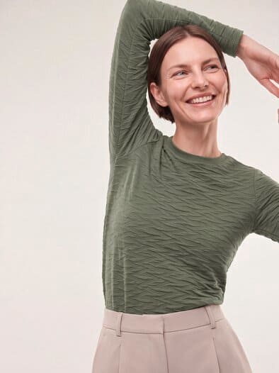 Jacquard-Sweaty 3D Olivgrün