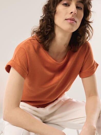 Kimonoshirt Leinenmix Dunkelorange