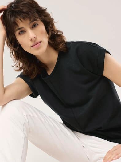 Kimonoshirt Leinenmix Schwarz