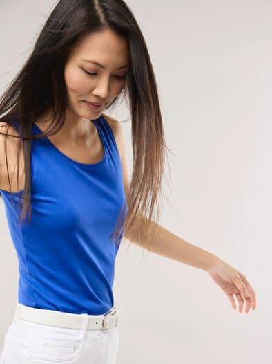 Baumwoll-Basic-Top Tintenblau