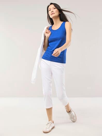 Baumwoll-Basic-Top Tintenblau