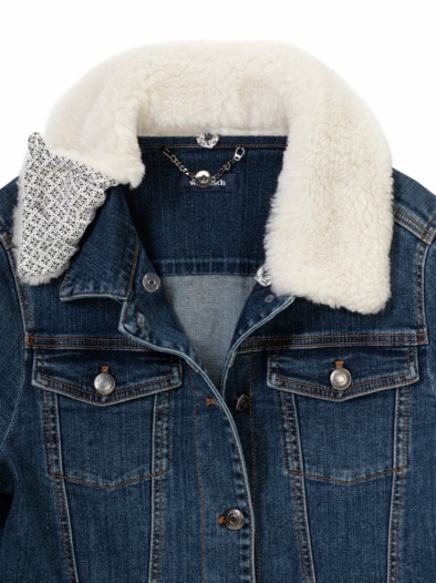 Jeansjacke Teddykragen Blue Stoned