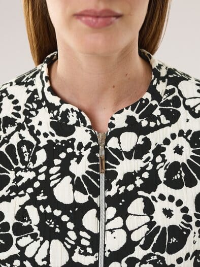 Blouson Blumenjacquard Schwarz/Weiß