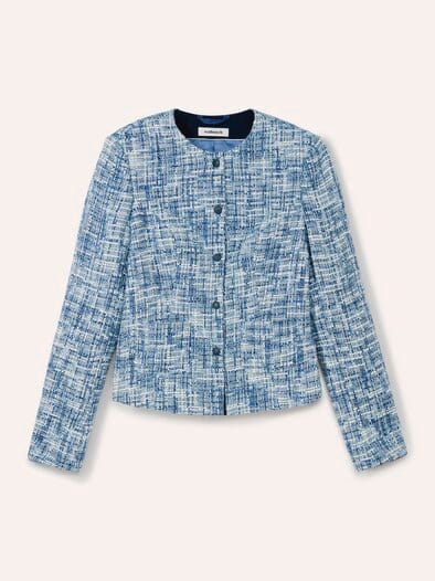 Boucleblazer mit Rundhals Blau
