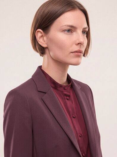 Knitterarmer Blazer mit Revers Merlot