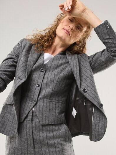 Flanellblazer mit Nadelstreifen Streifen Grau