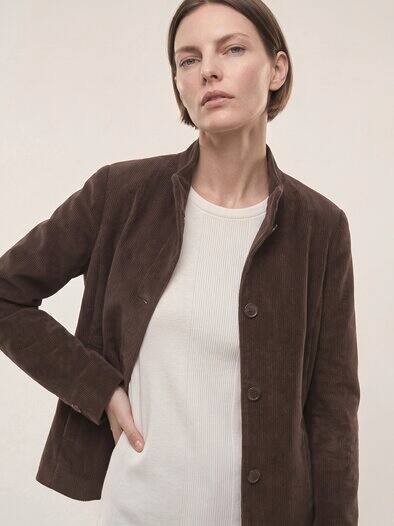 Cordjacke in A-Linie Kaffee