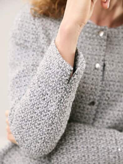 Rundhalsblazer mit Pailletten Antrazit