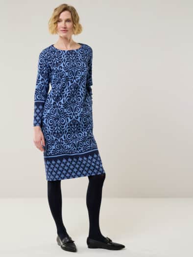 Jerseykleid Ornament Marine/Blau
