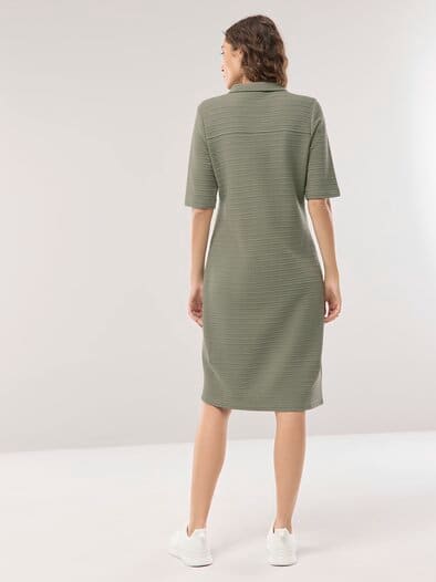 Polokleid mit Struktur Khaki