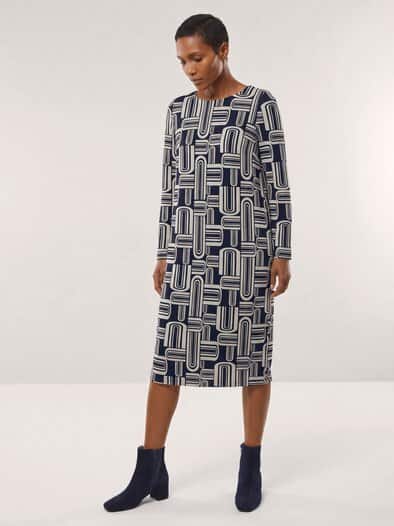 Jerseykleid mit Druck Marine/Kitt