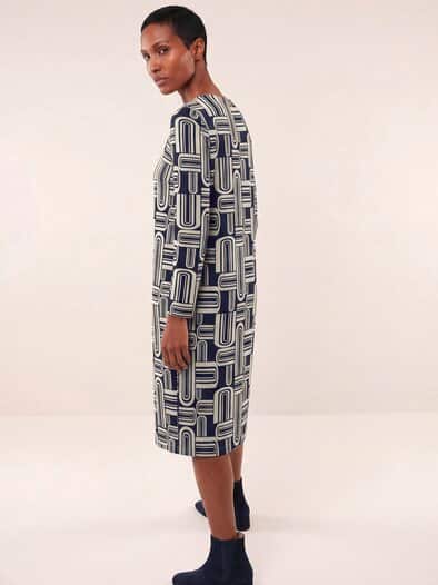 Jerseykleid mit Druck Marine/Kitt