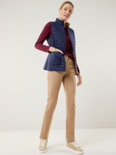 Wende-Steppweste Caramel/Marine