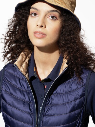 Wende-Steppweste Caramel/Marine